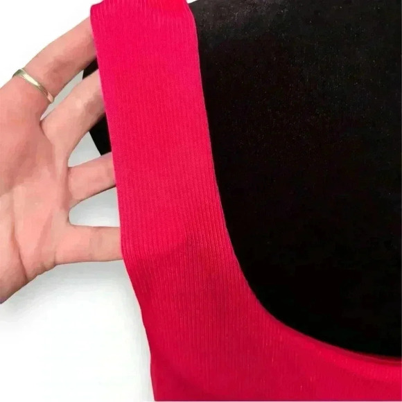 A New Day Women’s Size Large Hot Pink Sleeveless Square Neck Ribbed Mini Dress - Picture 5 of 11